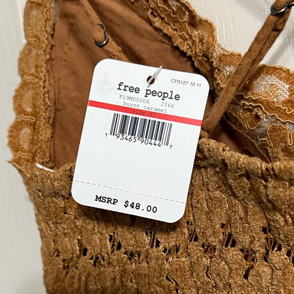 Free People Celine Longline Lace Bralette Burnt Caramel Coquette Boho Festival - Picture 4 of 5